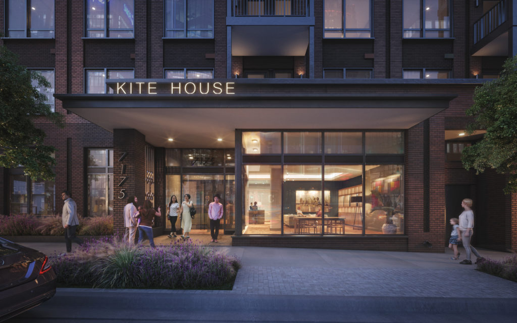 A rendering of Kite House at dusk